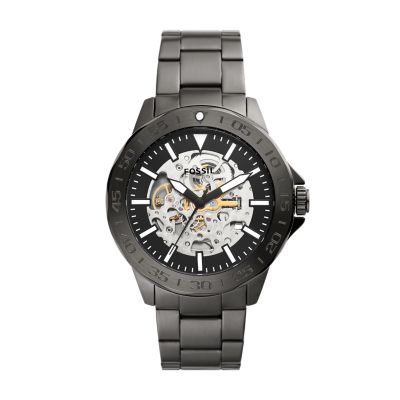 Fossil Bannon Automatic Black Stainless Steel Watch International Shipping