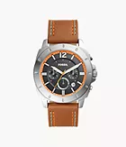 Montre Privateer Sport chronographe en cuir, brune
