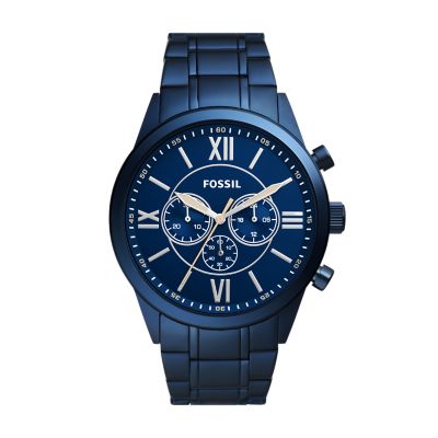 Flynn Chronograph Blue Stainless Steel Watch - BQ2689 - Fossil