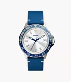Bannon Three-Hand Date Blue Leather Watch