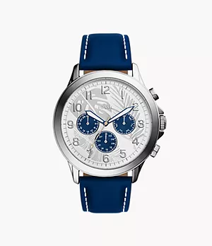 Yorke Multifunction Blue Leather Watch