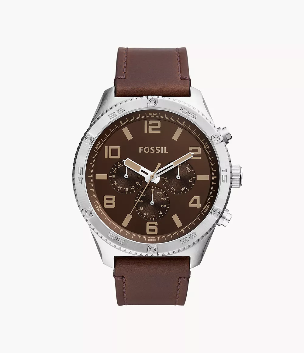 Fossil Men Brox Multifunction Brown Leather Watch