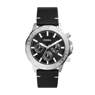 Fossil Men Bannon Multifunction Black Leather Watch