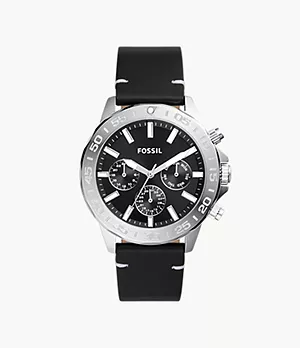 Bannon Multifunction Black Leather Watch