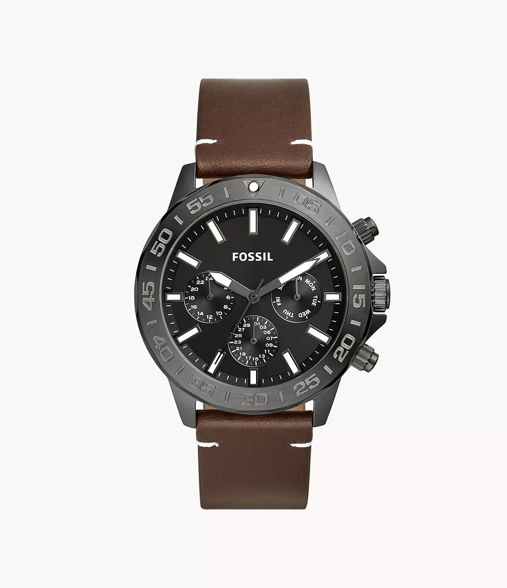 Fossil Men Bannon Multifunction Brown Leather Watch