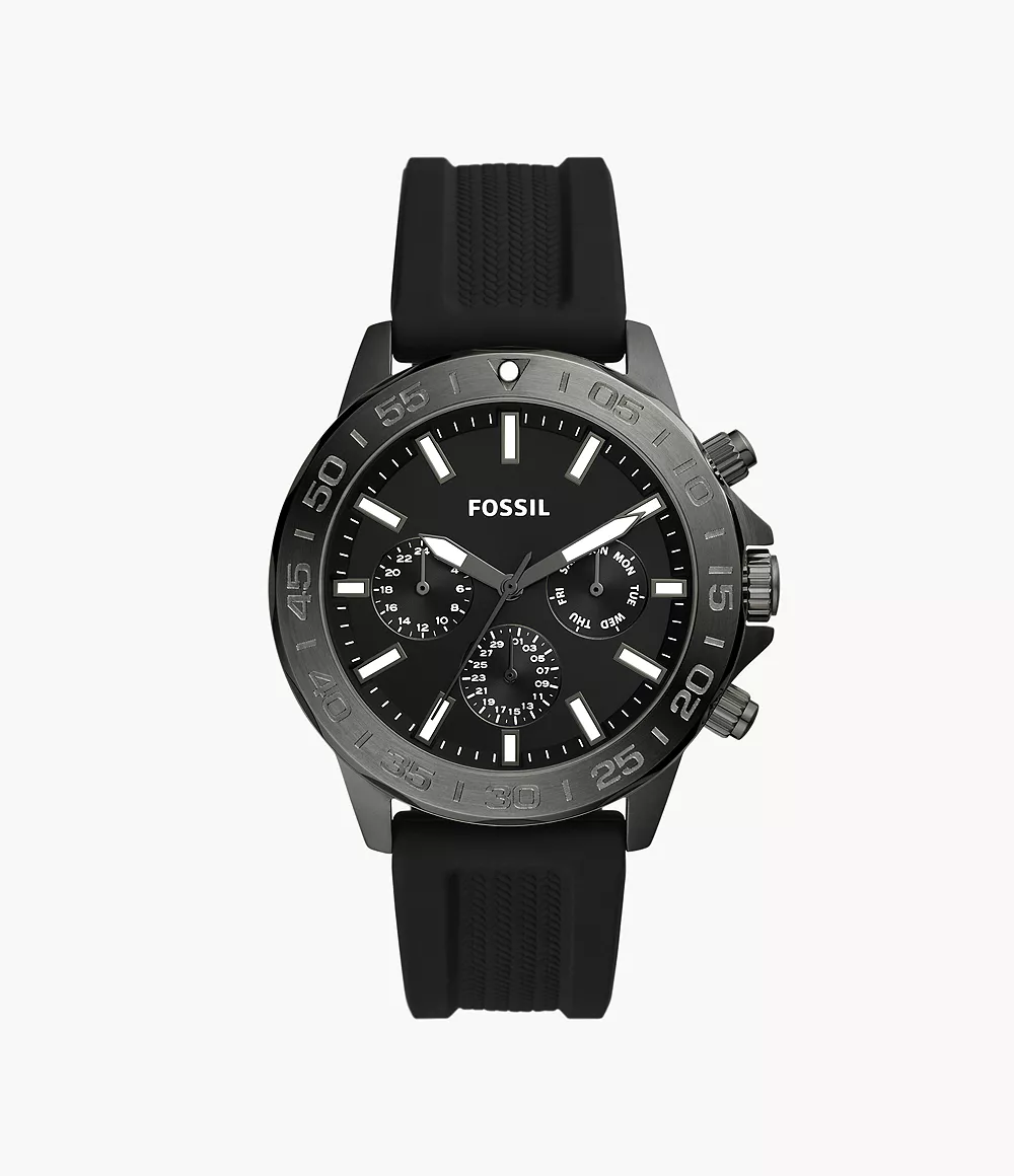 Fossil Men Bannon Multifunction Black Silicone Watch