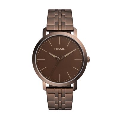 

Fossil Homme Montre Luther à trois aiguilles en acier inoxydable brune