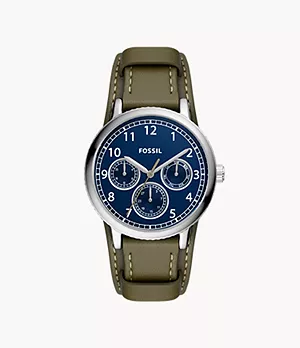 Airlift Multifunction Olive Green Leather Watch