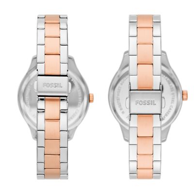 His and Hers Multifunction Two-Tone Station - Stainless Watch Steel Set - Watch BQ2736SET