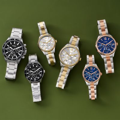 Fossil BQ2736SET Two-Tone Set Stainless His and - Watch - Steel Hers Multifunction