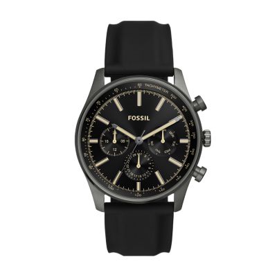 Fossil Outlet Men's Sullivan Multifunction Black Silicone Watch - Black
