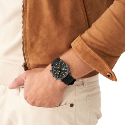 Fossil black hot sale silicone watch