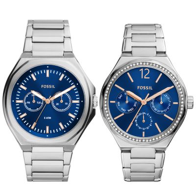 His and Hers Multifunction Stainless Steel Watch - BQ2751SET - Fossil