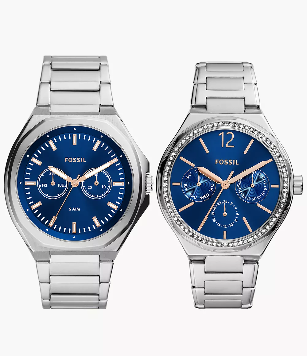 Fossil Unisex His and Hers Multifunction Stainless Steel Watch