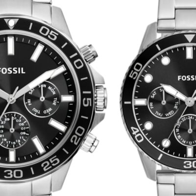 His and Hers Multifunction Stainless Steel Watch Set