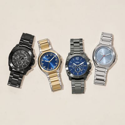 Fossil black stainless steel watch sale