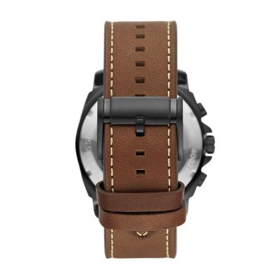 Privateer Chronograph Dark Brown Leather Watch BQ2760 Fossil