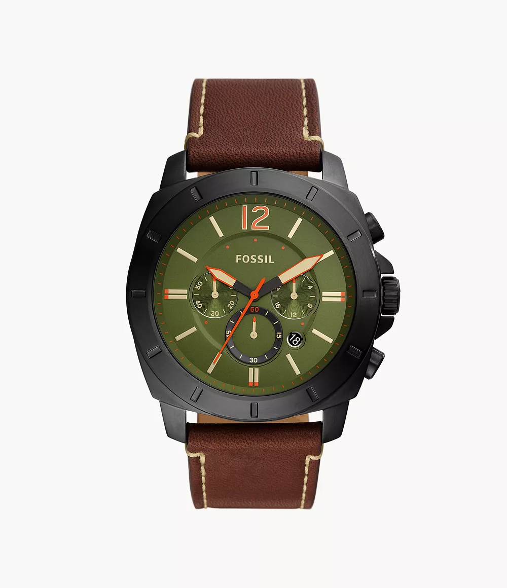 Privateer Chronograph Dark Brown Leather Watch
