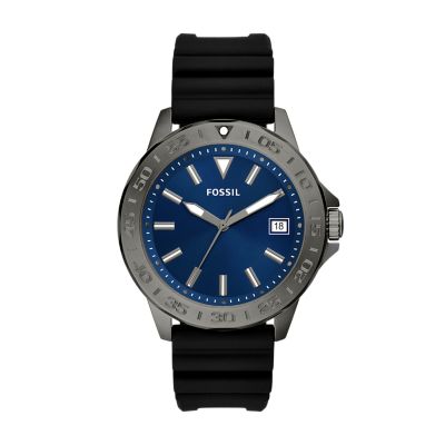 Bannon Three-Hand Date Black Silicone Watch