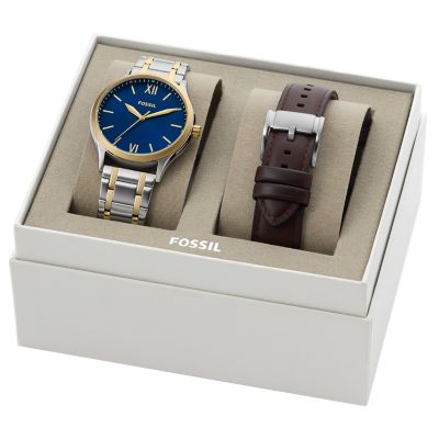 Fenmore Three-Hand Two-Tone Stainless Steel Watch and Strap Box