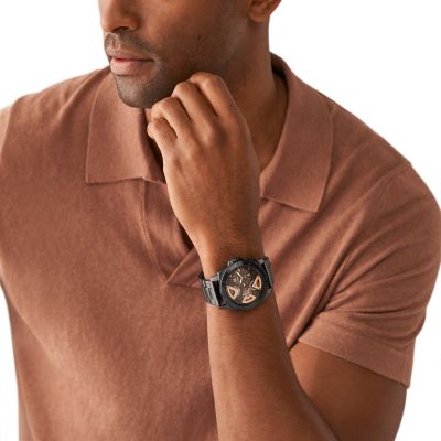 Fossil black steel outlet watch