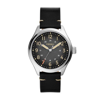 Fossil black leather strap new arrivals