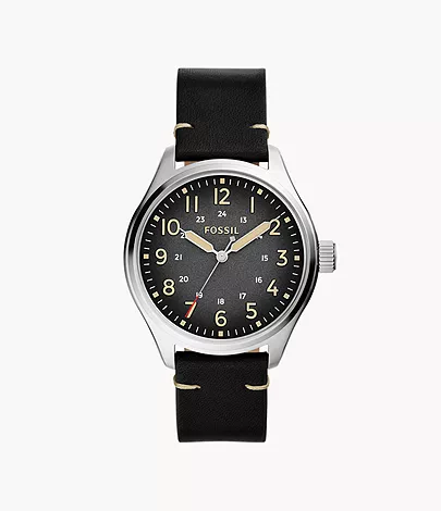 Easton Three-Hand Black Leather WatchEaston Three-Hand Black Leather Watch