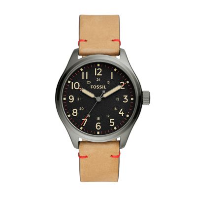 Fossil Outlet Men's Easton Three-Hand Tan Leather Watch - Brown