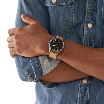 Easton Three-Hand Tan Leather Watch