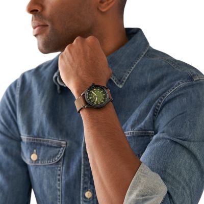 Easton Three-Hand Brown Leather Watch - BQ2796 - Fossil