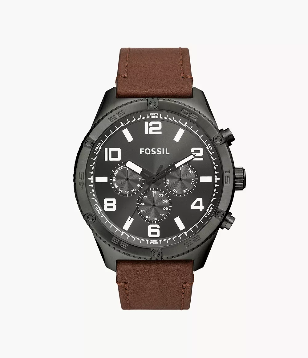 Image of Brox Multifunction Brown Leather Watch