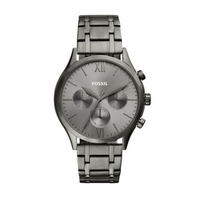 Fossil Outlet Uhr Fenmore Multifunktionswerk Edelstahl rauchgrau