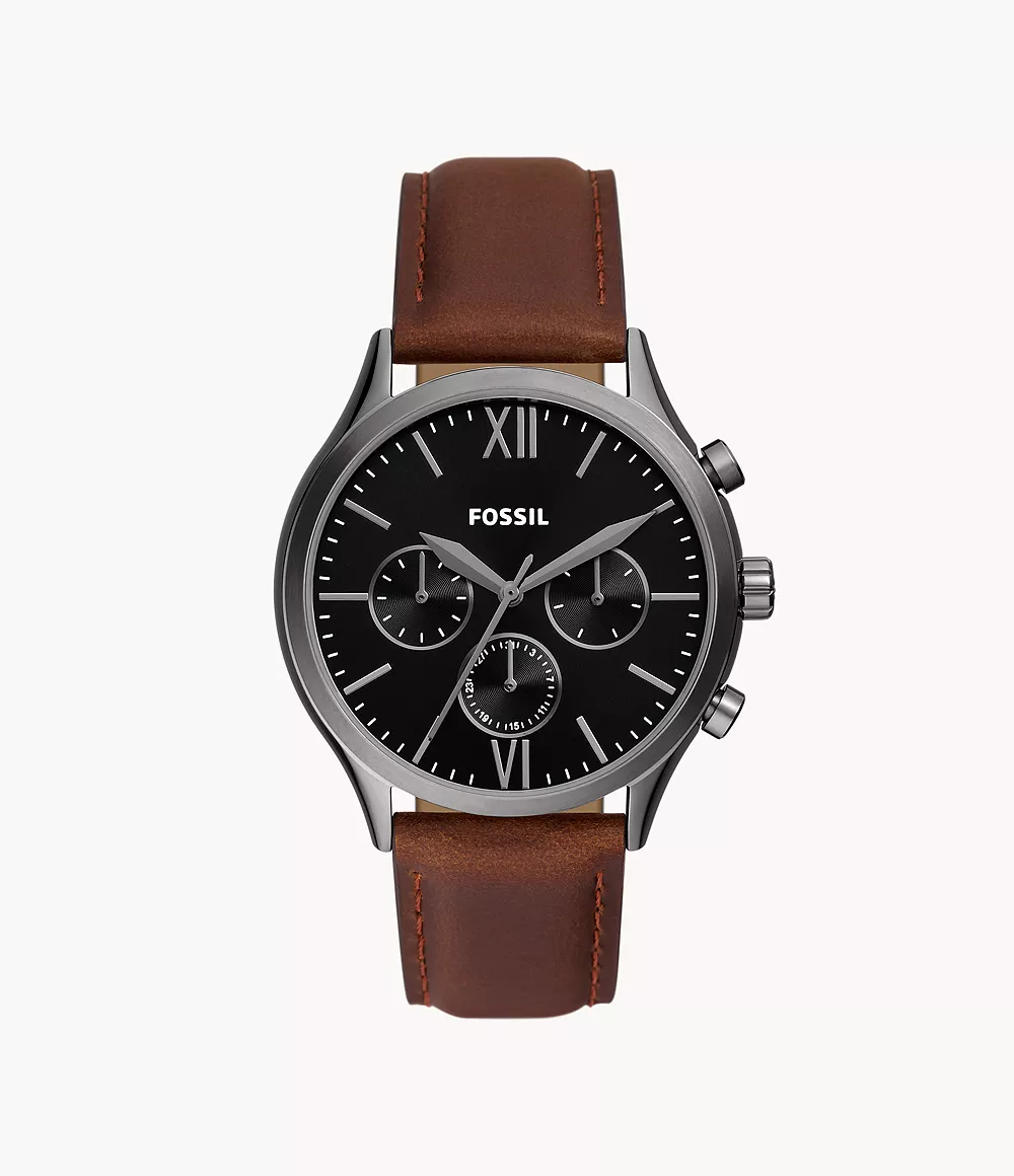 Fenmore Multifunction Brown Leather Watch
