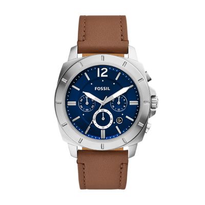 Privateer Chronograph Brown Leather Watch - BQ2819 - Fossil