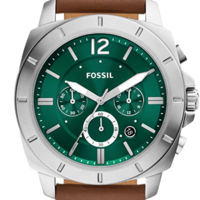 Montre Privateer chronographe en cuir, marron