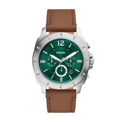 Privateer Chronograph Brown Leather Watch BQ2821 Fossil