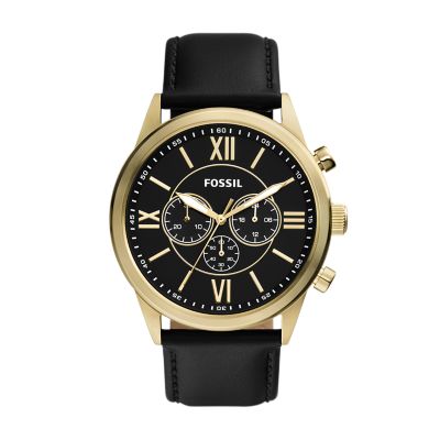 Flynn Chronograph Black Leather Watch