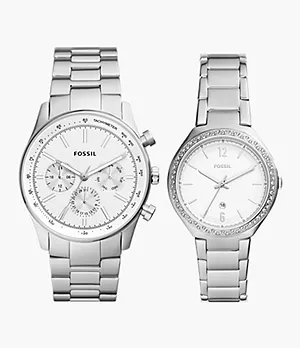 His and Hers Multifunction Stainless Steel Watch Box Set