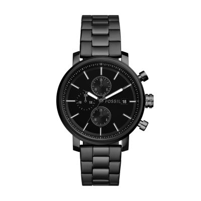 Fossil black outlet steel watch