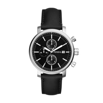 Fossil watch black outlet leather band