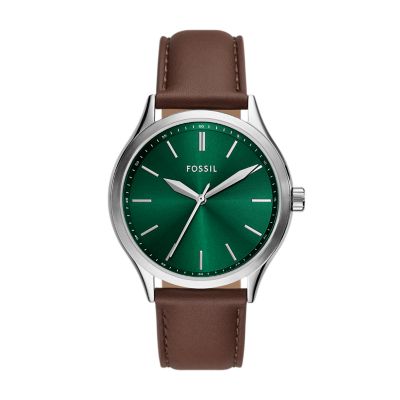 Green face watch leather band sale