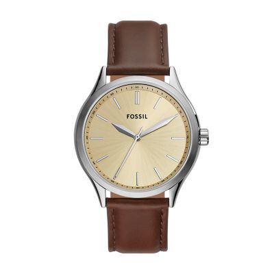 Fossil Outlet Uhr Fenmore 3-Zeiger-Werk Leder braun