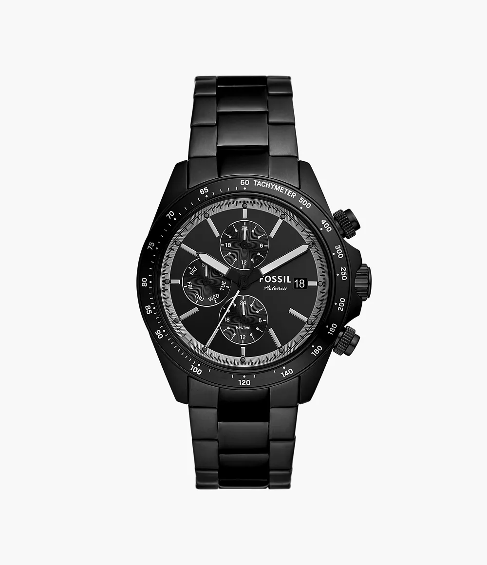 Autocross Multifunction Black Stainless Steel Watch
