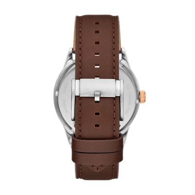 Flynn Automatic Brown Leather Watch BQ2880 Fossil