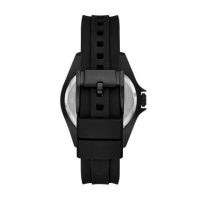 Dalton Three-Hand Black Silicone Watch