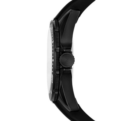 Dalton Three-Hand Black Silicone Watch