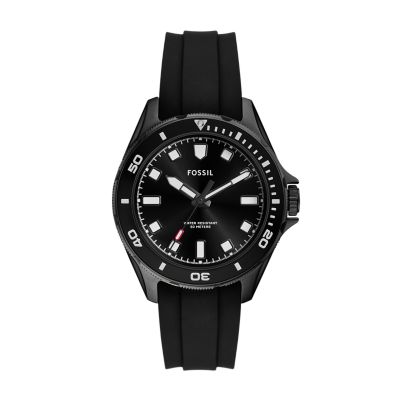 Dalton Three-Hand Black Silicone Watch