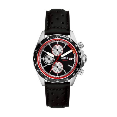 Autocross Multifunction Black Leather Watch