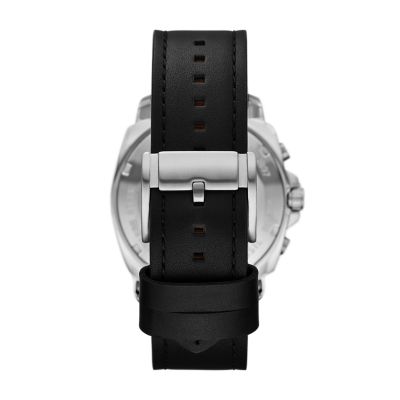 Privateer Chronograph Black Leather Watch BQ2897 Fossil