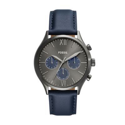 Fossil Outlet Uhr Fenmore Multifunktionswerk Leder dunkelblau